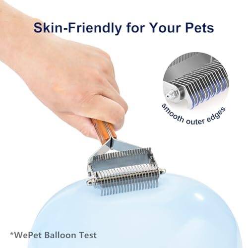 Undercoat Rake Grooming Tool with Wooden Handle for Dogs & Cats Dog Combs Pet Clever