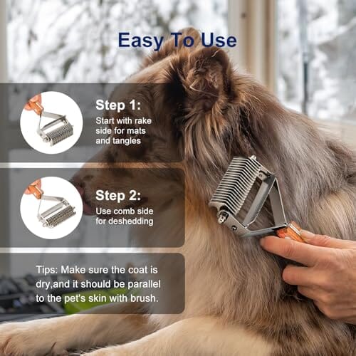 Undercoat Rake Grooming Tool with Wooden Handle for Dogs & Cats Dog Combs Pet Clever