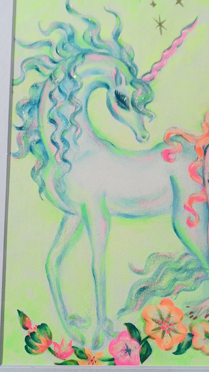 Unicorn Woman • Original Painting Framed 12 x 9
