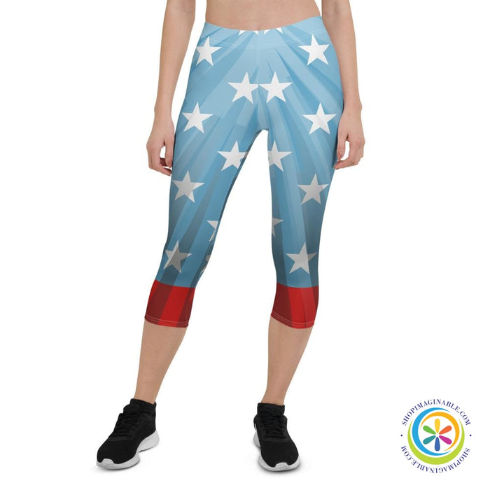 USA Proud Stars Capri Leggings-ShopImaginable.com