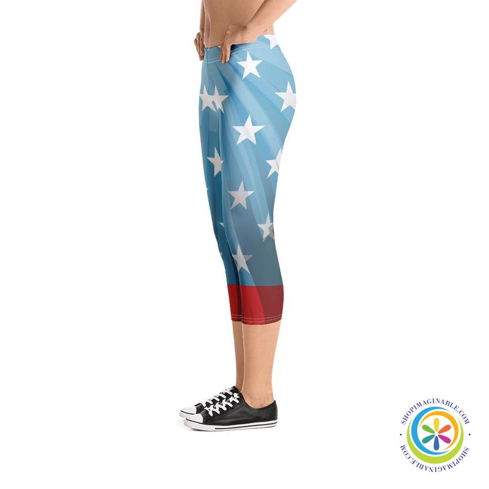 USA Proud Stars Capri Leggings-ShopImaginable.com