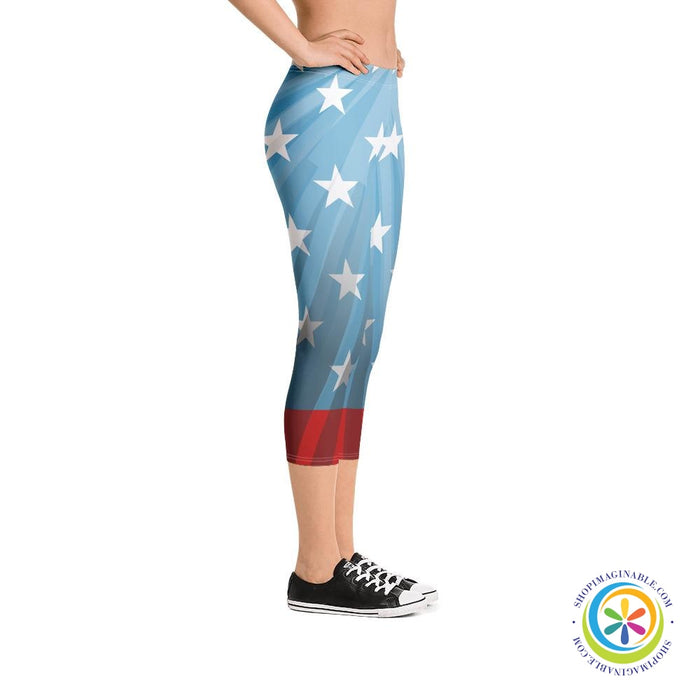 USA Proud Stars Capri Leggings-ShopImaginable.com