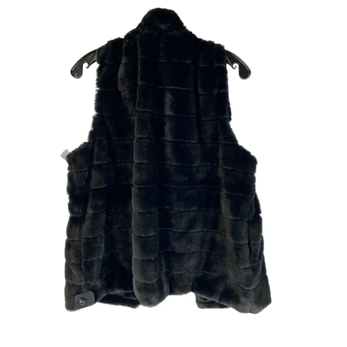Vest Faux Fur & Sherpa By Chicos In Black, Size: M (2)