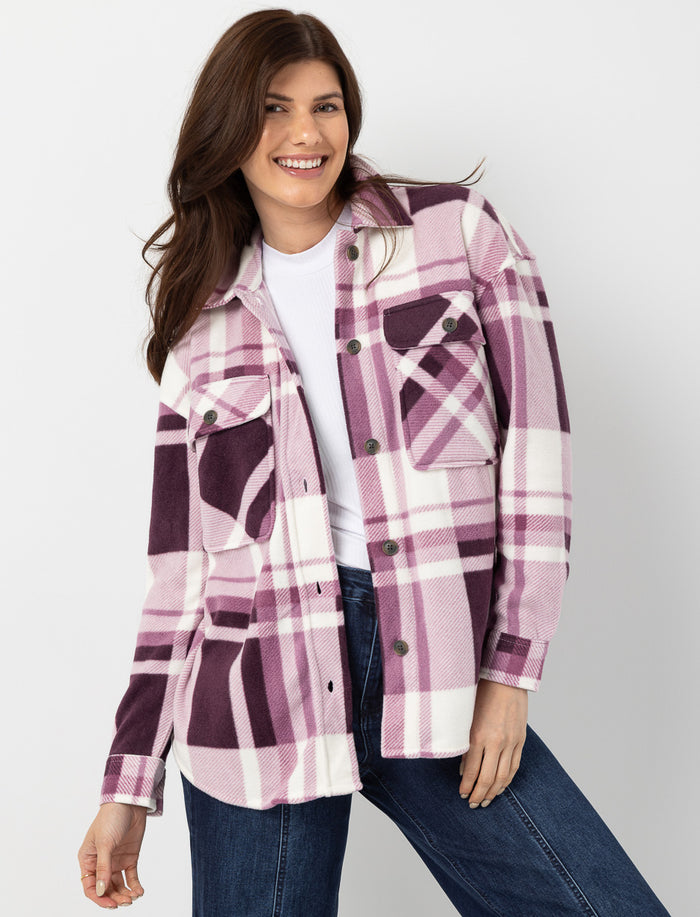 Veste-chemise à carreaux et poches