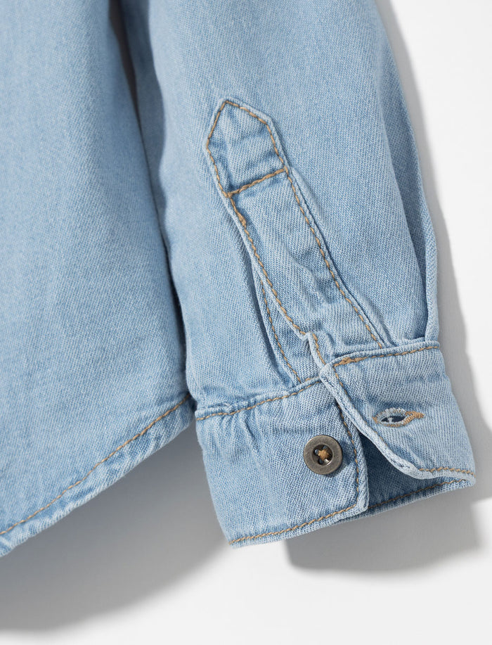 Veste-chemise en denim à poche - petite fille