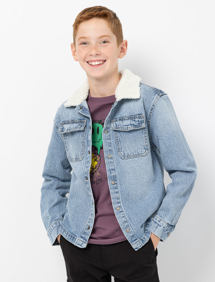 Veste en denim à col en sherpa