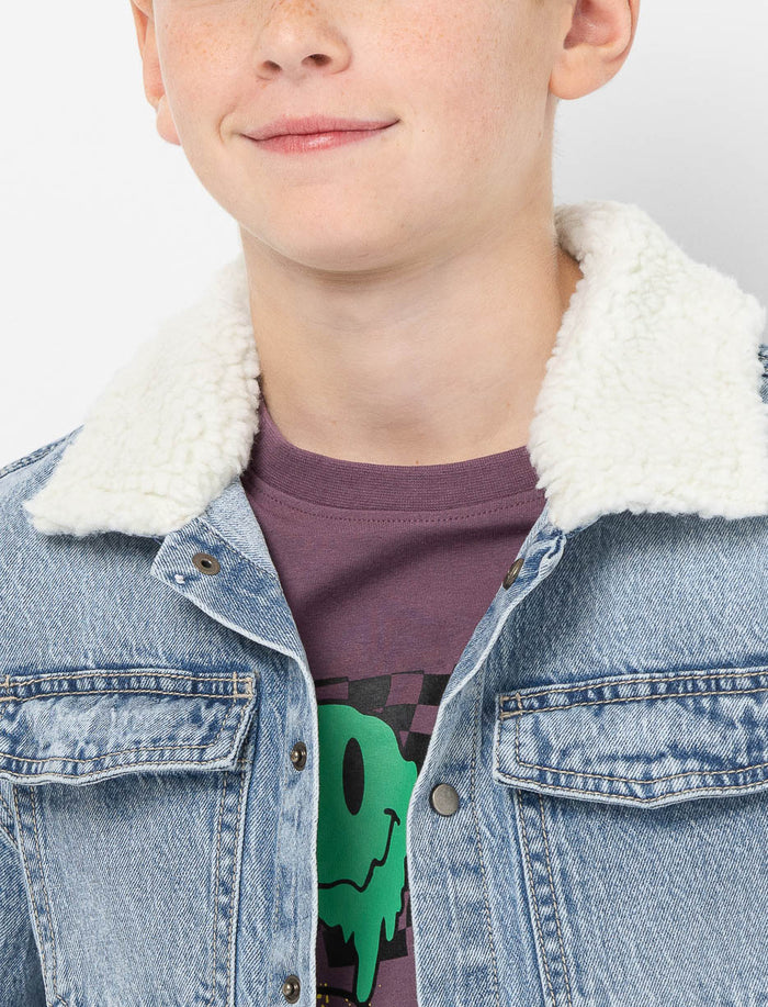 Veste en denim à col en sherpa