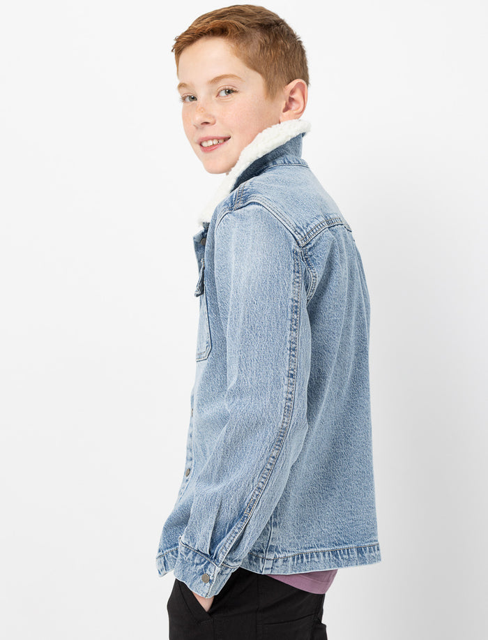 Veste en denim à col en sherpa