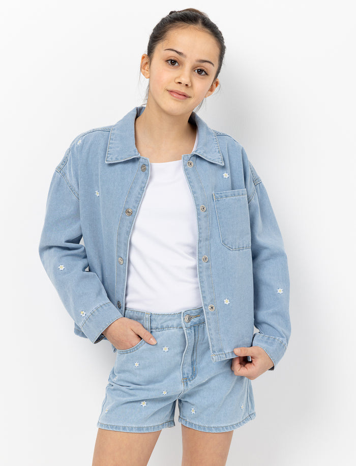 Veste en denim détail floral