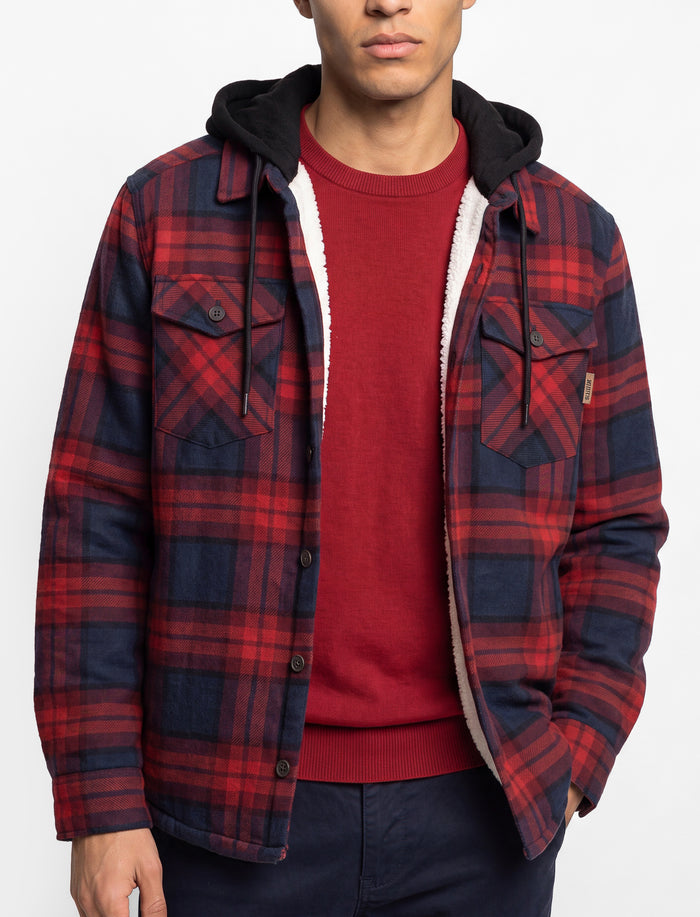 Veste en sherpa à carreaux pour homme