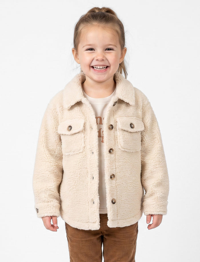 Veste en sherpa unie pour petite fille