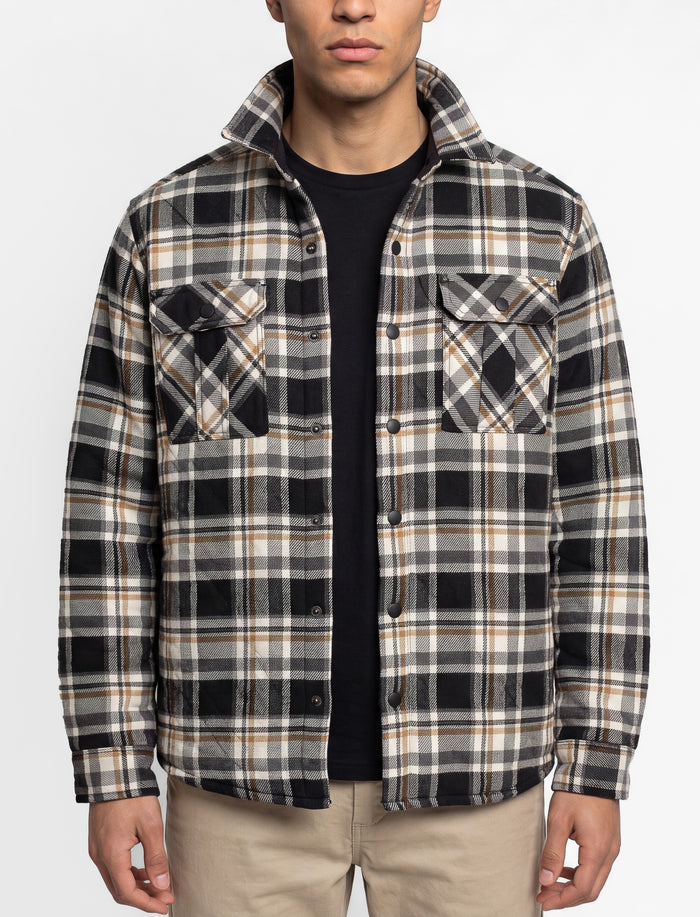 Veste matelassée à carreaux à manches longues pour homme
