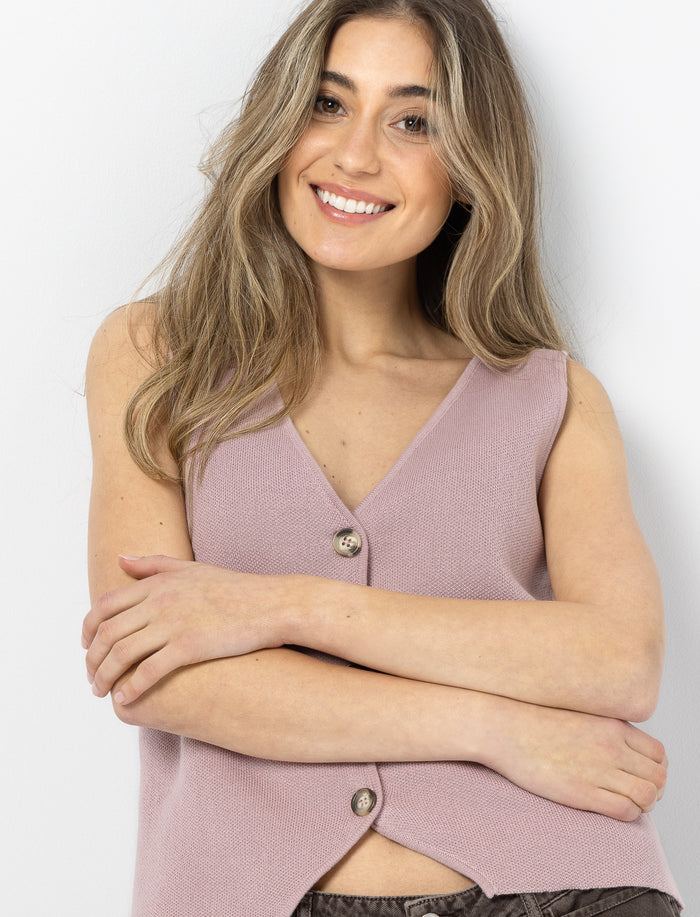 Veste sans manches à boutons