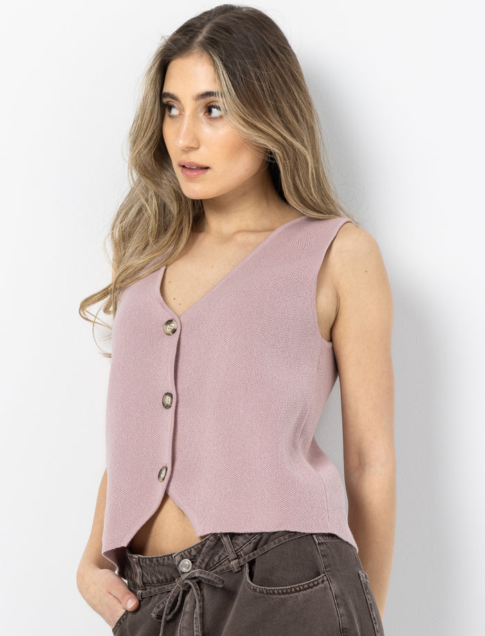 Veste sans manches à boutons