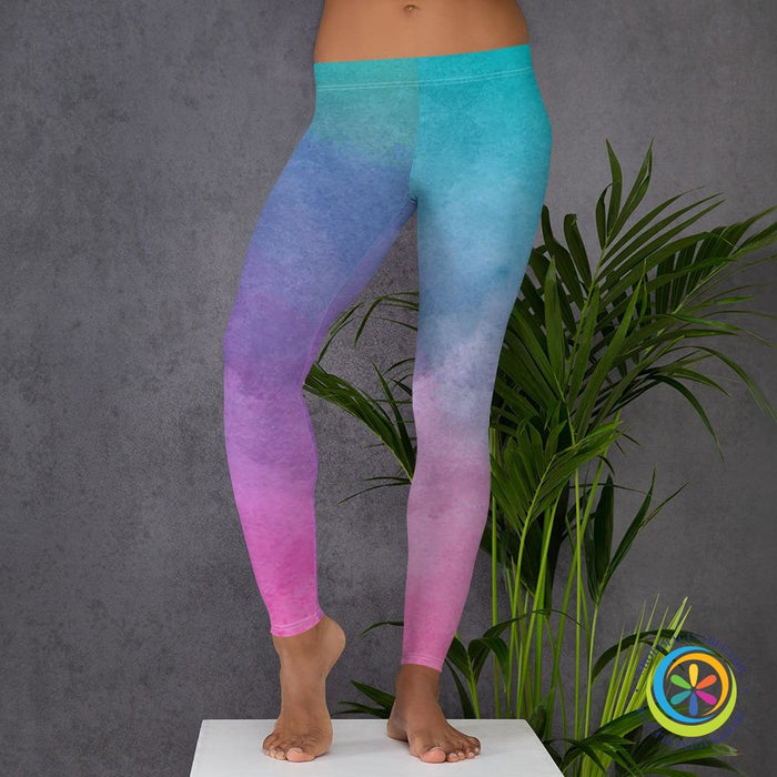 Vibrant Watercolor Full Length Leggings-ShopImaginable.com