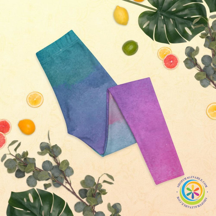 Vibrant Watercolor Full Length Leggings-ShopImaginable.com