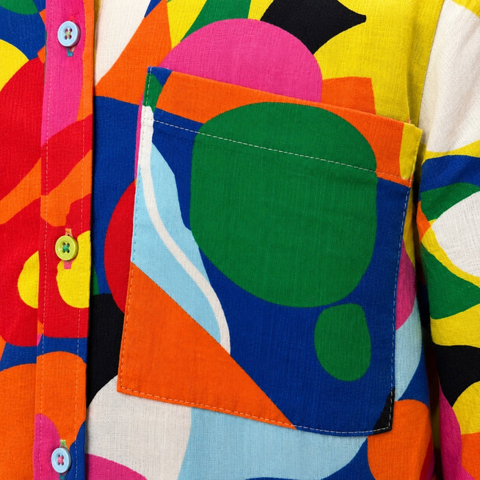 VITAMINS BOXY FIT PRINTED SHIRT DRESS WITH CANE BELT