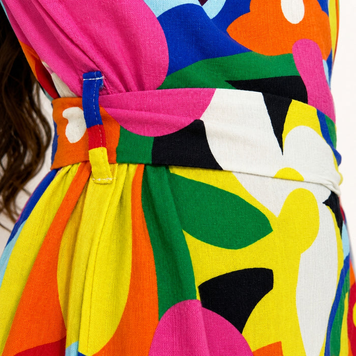 VITAMINS BOXY FIT PRINTED SHIRT DRESS WITH CANE BELT