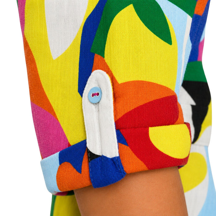 VITAMINS BOXY FIT PRINTED SHIRT DRESS WITH CANE BELT