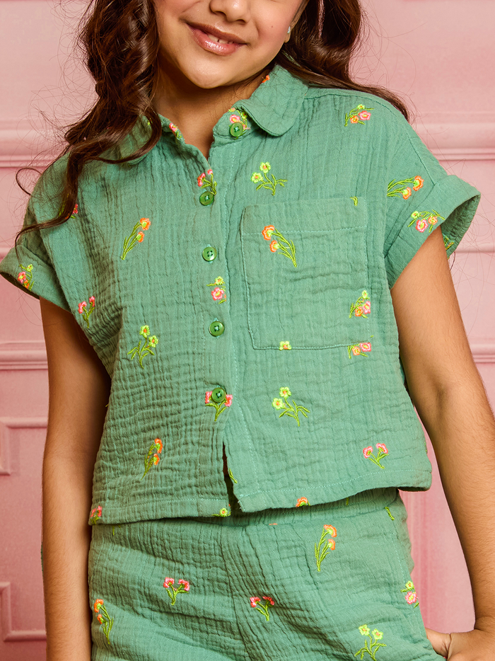 VITAMINS FLORAL EMBROIDERED MATCHING TOP