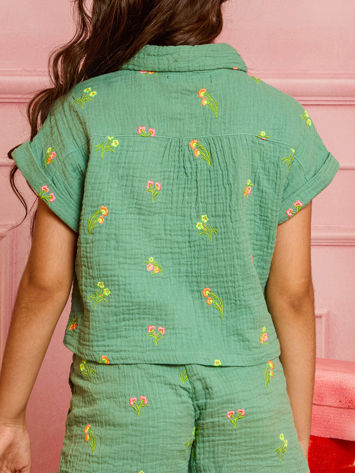 VITAMINS FLORAL EMBROIDERED MATCHING TOP