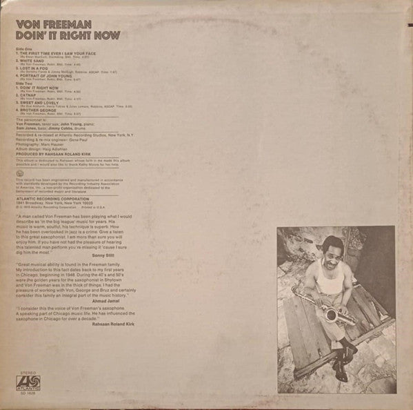 Von Freeman - Doin' It Right Now (LP) [US] 1st (Very Good Plus (VG+))