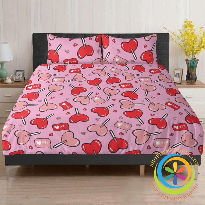 Whimsical Hearts 3 Pcs Bedding Set Pc Bedding