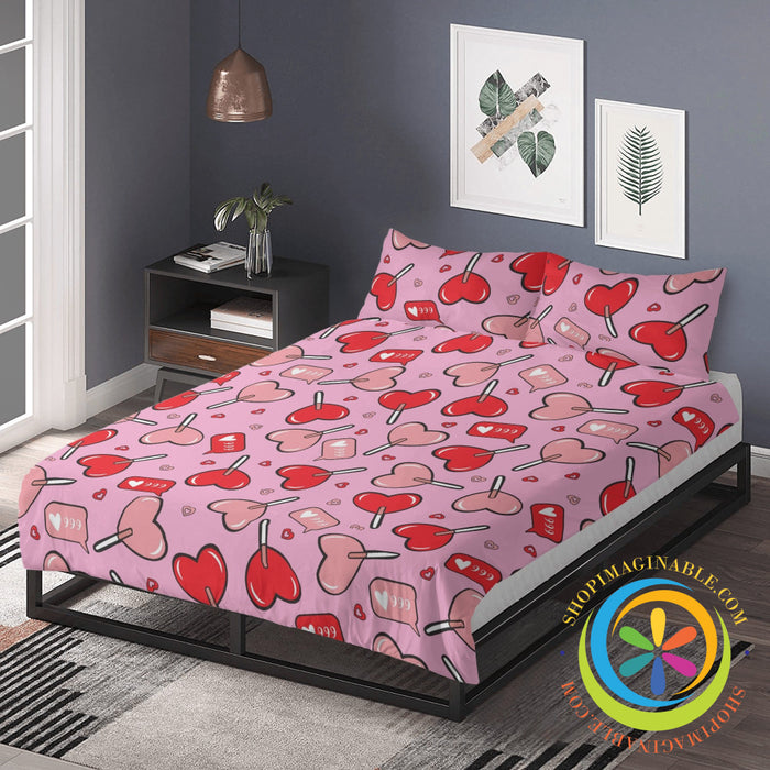 Whimsical Hearts 3 Pcs Bedding Set Pc Bedding