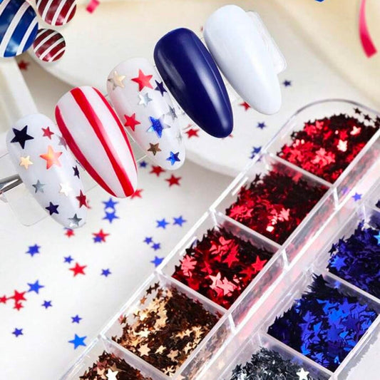 White Red Blue Mixed Stars Lash & Nail Decals False Eyelash Accessories Mega Lash Academy