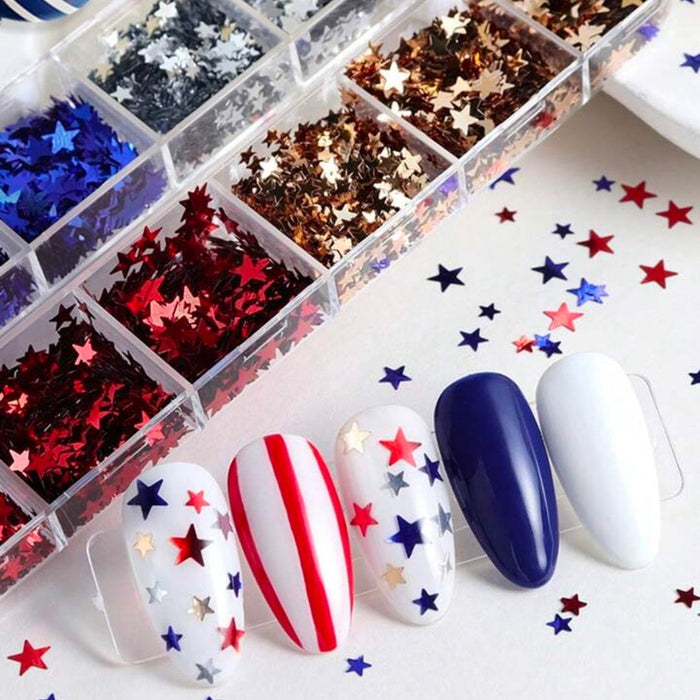 White Red Blue Mixed Stars Lash & Nail Decals False Eyelash Accessories Mega Lash Academy