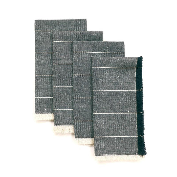 Raine & Humble Wild Stripe Napkin Set - Navy Blue (4pc) | Koop.co.nz