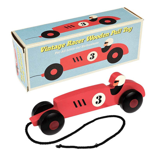 Rex London Wooden Pull Toy - Vintage Racer Car | Koop.co.nz