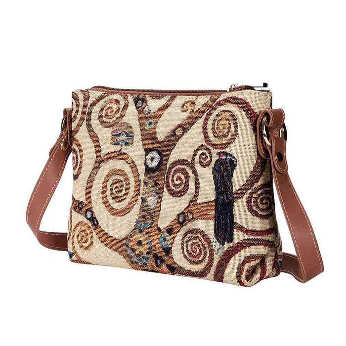 XB02-ART-GK-TREE | GUSTAV KLIMT TREE OF LIFE CROSS BODY BAG PURSE HANDBAG - www.signareusa.com