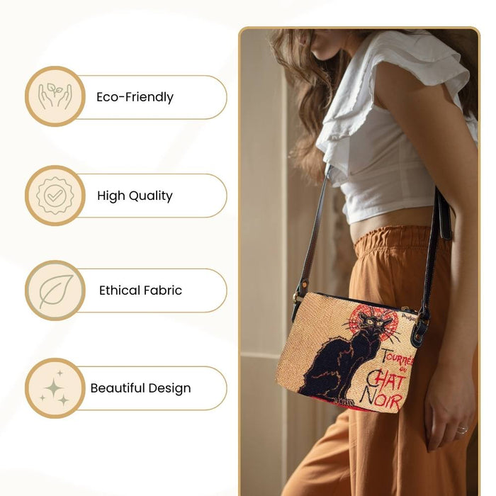 XB02-ART-TS-CHAT | THEOPHILE STEINLEN TOURNEE DU CHAT NOIR CROSS BODY BAG PURSE HANDBAG