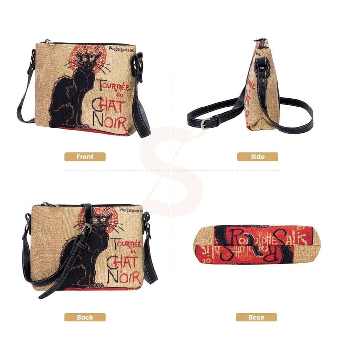 XB02-ART-TS-CHAT | THEOPHILE STEINLEN TOURNEE DU CHAT NOIR CROSS BODY BAG PURSE HANDBAG