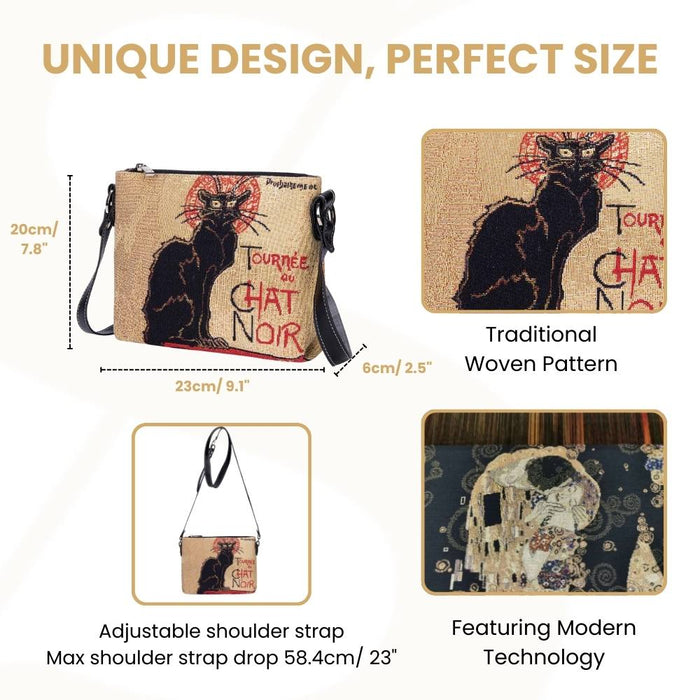 XB02-ART-TS-CHAT | THEOPHILE STEINLEN TOURNEE DU CHAT NOIR CROSS BODY BAG PURSE HANDBAG