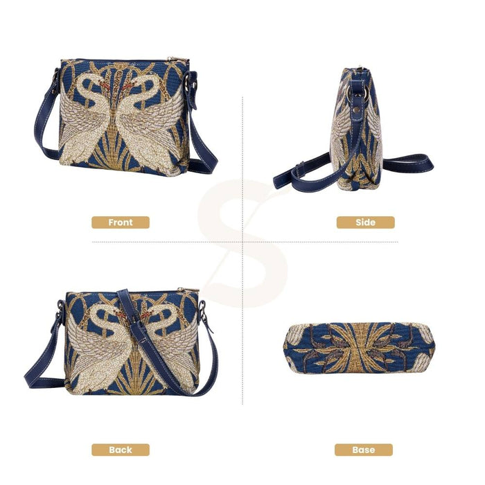 XB02-ART-WC-SWAN | WALTER CRANE SWAN CROSS BODY BAG PURSE HANDBAG