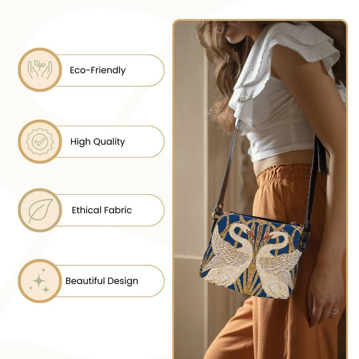 XB02-ART-WC-SWAN | WALTER CRANE SWAN CROSS BODY BAG PURSE HANDBAG