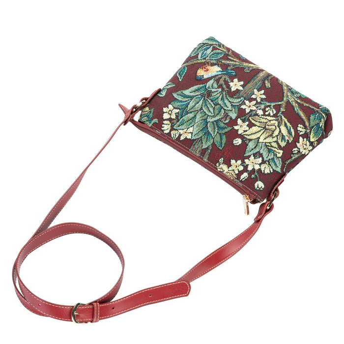XB02-ART-WM-TLRD | WILLIAM MORRIS TREE OF LIFE RED CROSS BODY BAG PURSE HANDBAG - www.signareusa.com