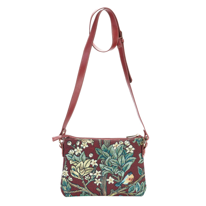 XB02-ART-WM-TLRD | WILLIAM MORRIS TREE OF LIFE RED CROSS BODY BAG PURSE HANDBAG - www.signareusa.com