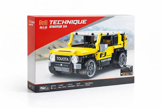 Yellow Cruiser Building Block Car Set (497 Pieces) – Pullback Vehicle (Ages 6+)